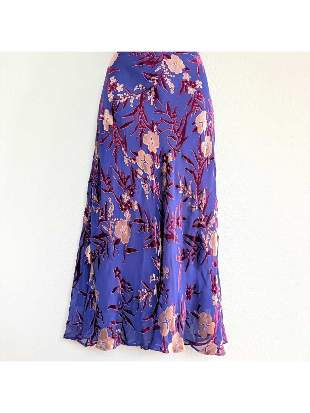 VTG 90s Whimsigoth Fairy Grunge Purple Velvet Burnout Floral Maxi Dress | 14 - Picture 5 of 15